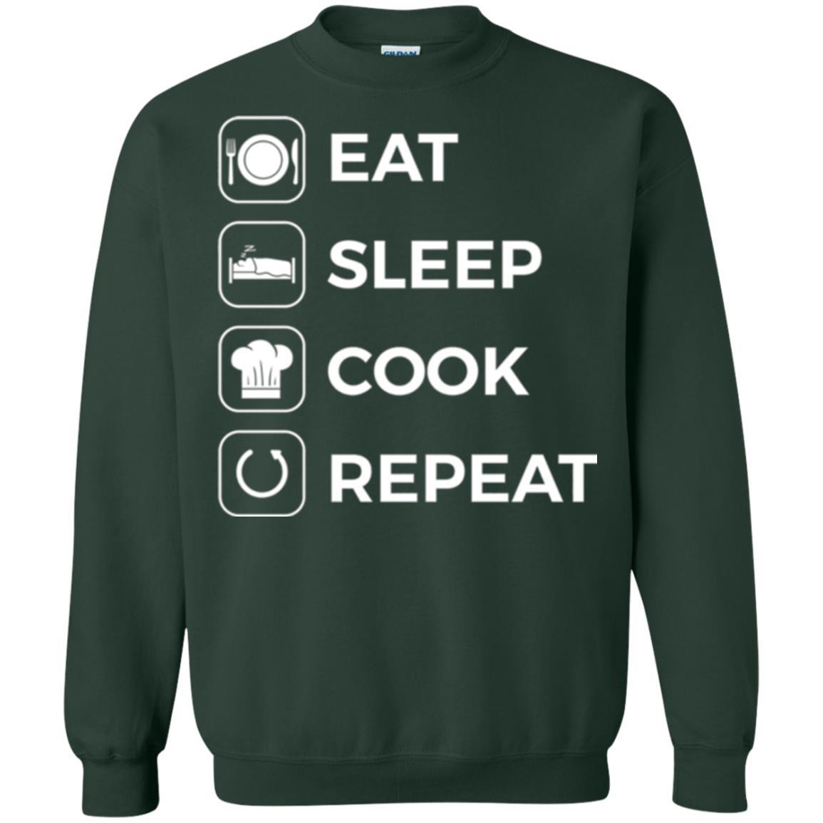 Chef T-shirt Eat Sleep Cook Repeat T-shirt Forest Green