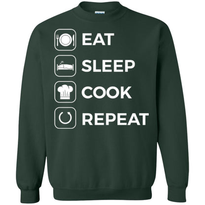 Chef T-shirt Eat Sleep Cook Repeat T-shirt Forest Green
