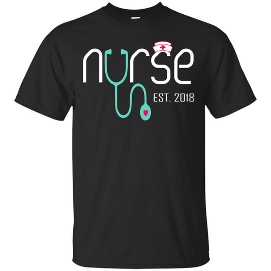 New Nurse Est 2018 T-shirt Nursing School Graduation Black