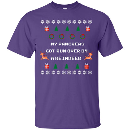 My Pancreas Got Run Over By A Reindeer Ugly Christmas Sweater Shirt Purple
