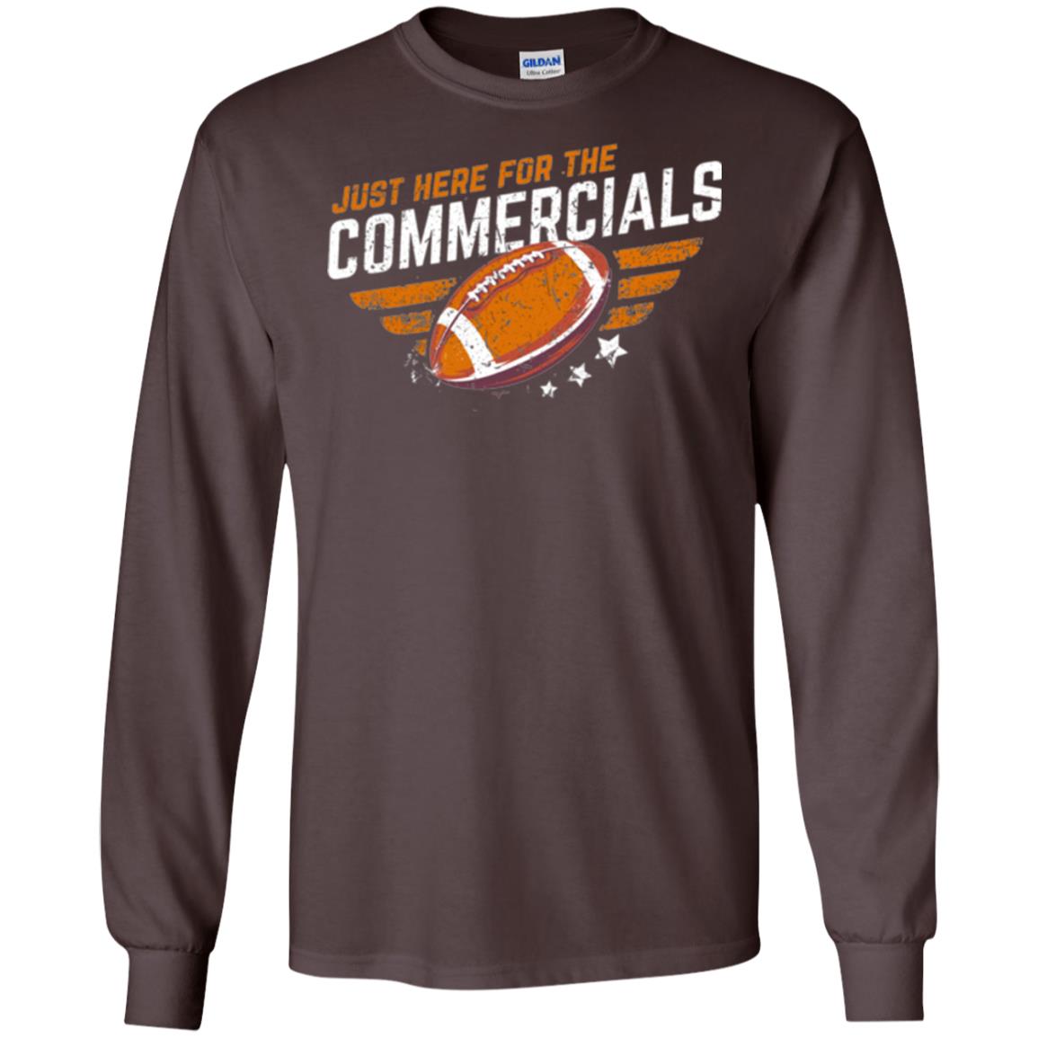 Football Lover T-shirt Just Here For The Commercials Dark Chocolate