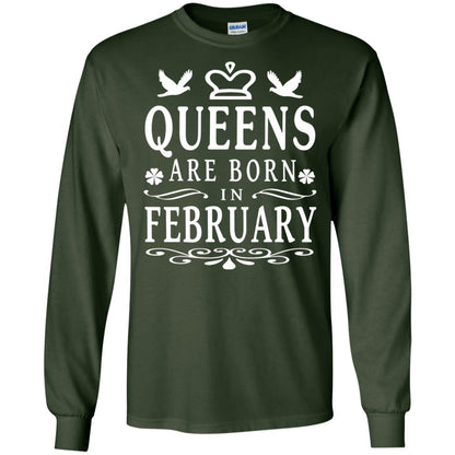 Birthday T-shirt Queens Are Born In February Forest Green