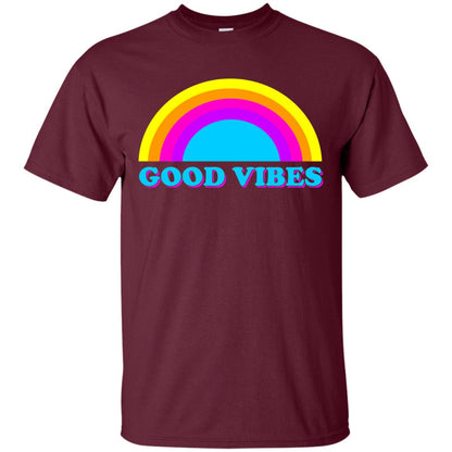 Rainbow Groovy Good Vibes T-shirt Maroon