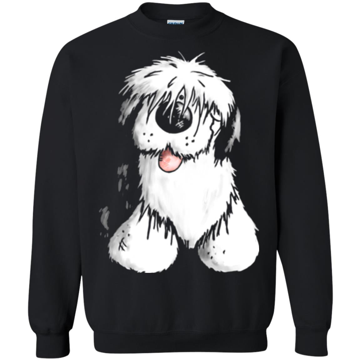 Dog Lover T-shirt Happy Old English Sheepdog Black