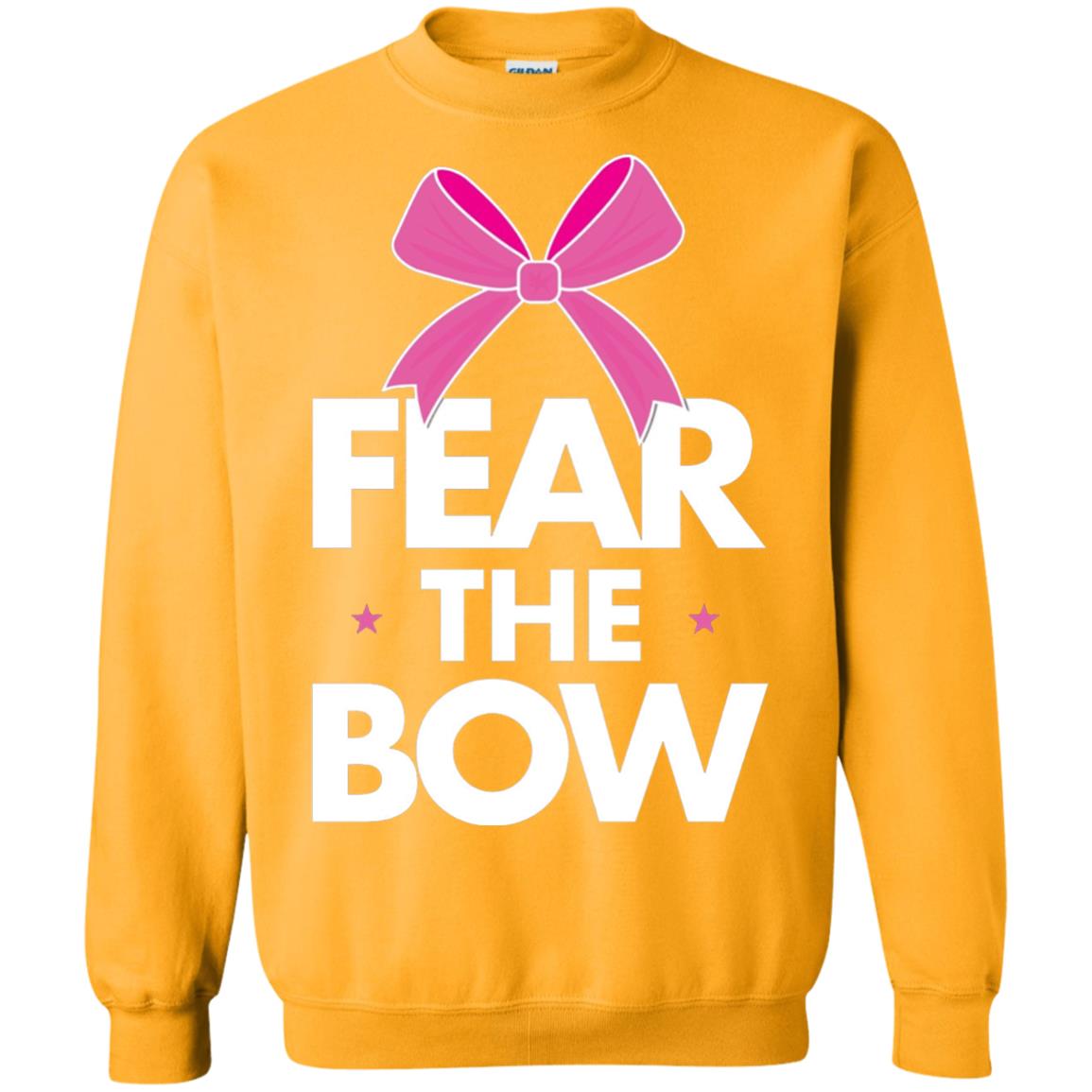 Fear The Bow Big Pink Bow Cheerleader Apparel Shirt Gold