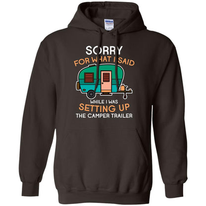 Camping Lover T-shirt I Was Setting Up The Camper Trailer Dark Chocolate
