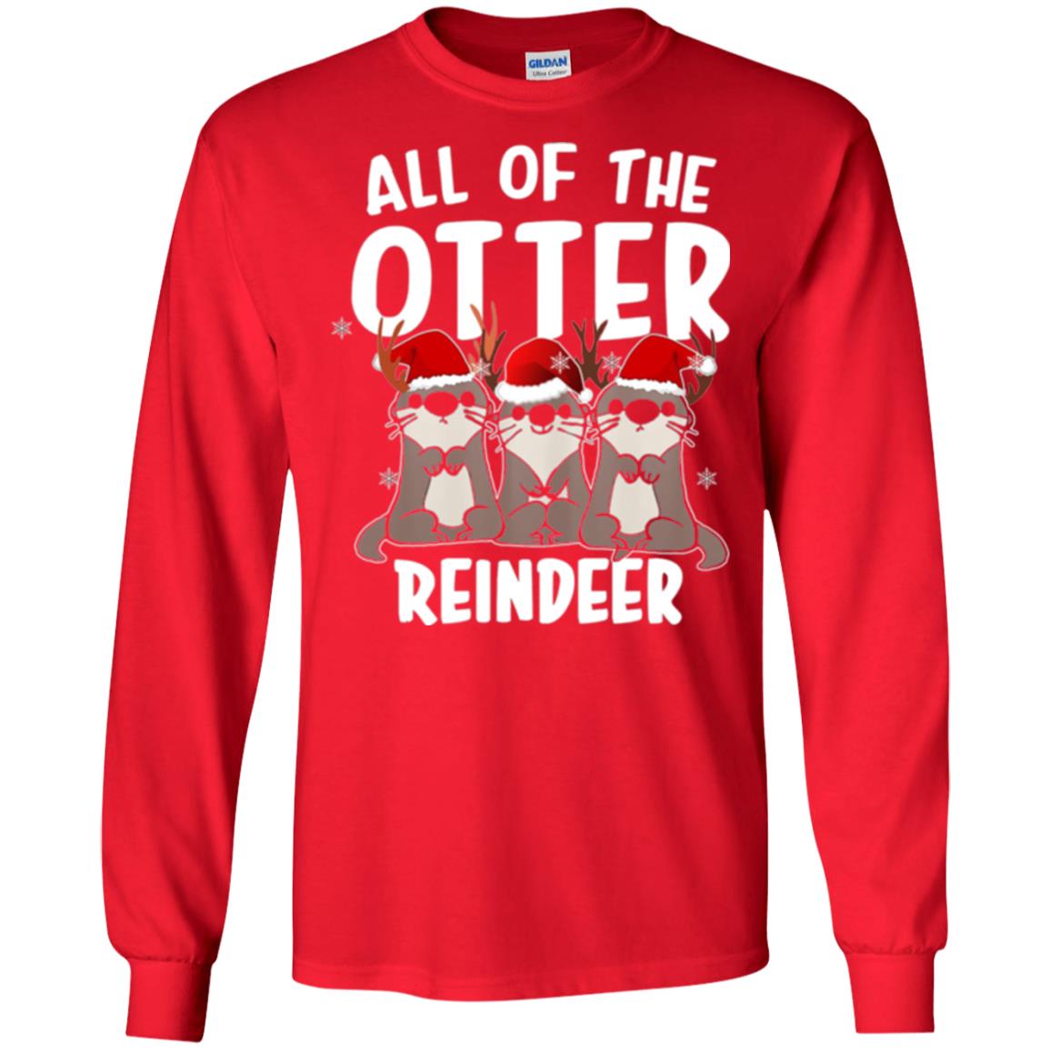 Christmas T-shirt All Of The Otter Reindeer Red