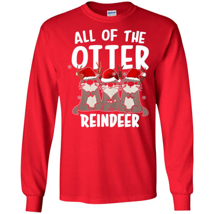 Christmas T-shirt All Of The Otter Reindeer Red