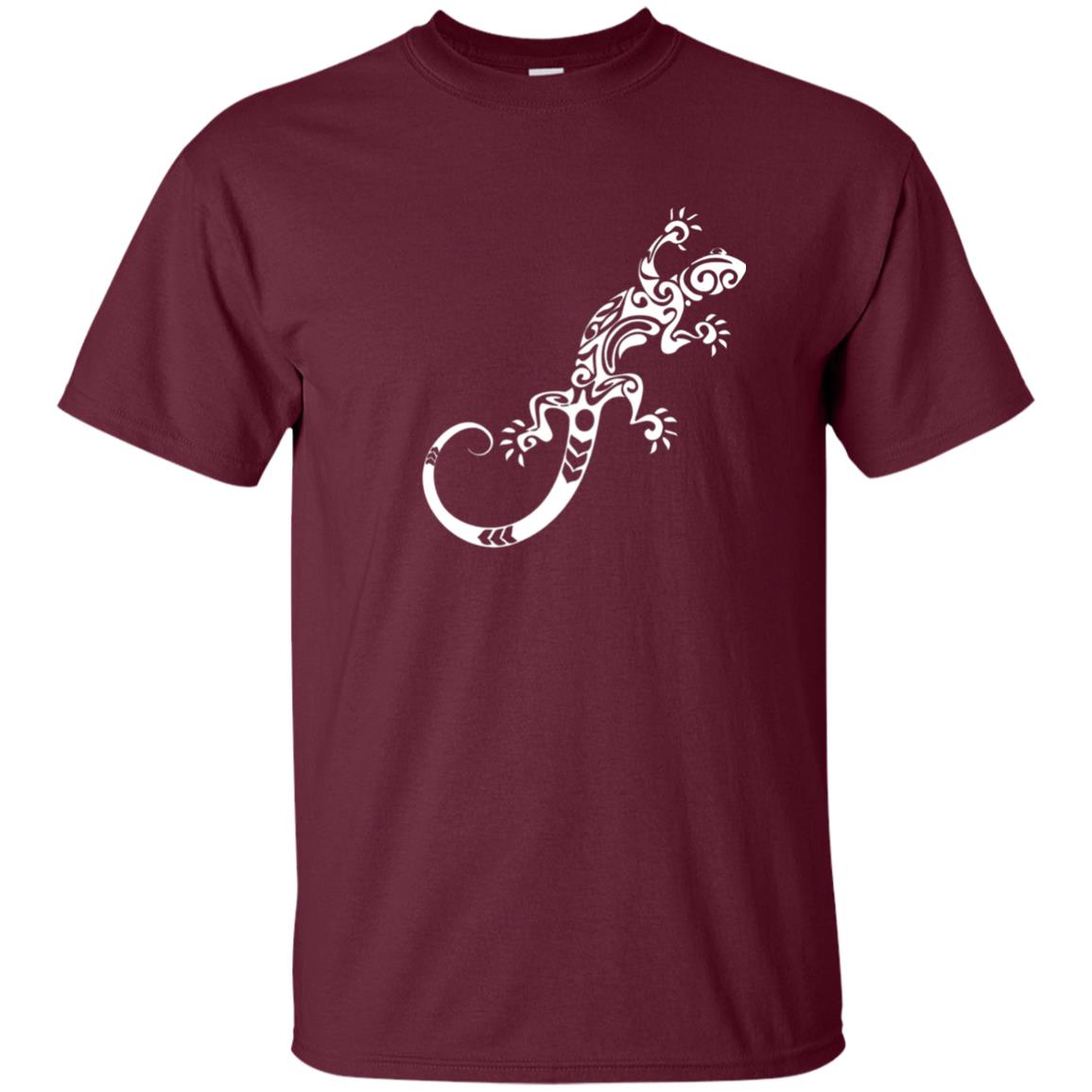 Tribal Lizard Animal Art Design Tattoo Gecko Shirt Maroon