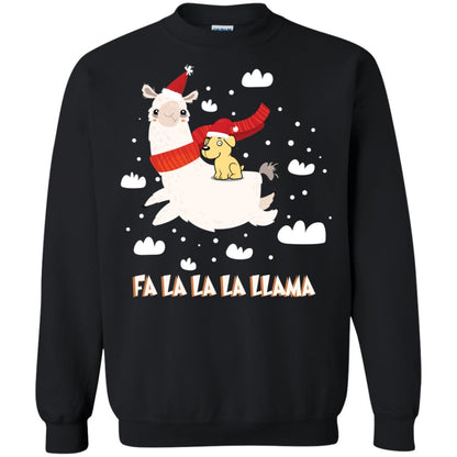 Fa La La La Llama With Labrador X-mas Gift Shirt Black