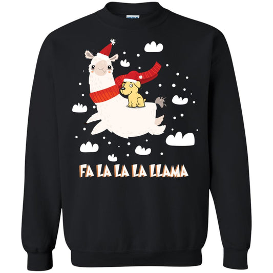 Fa La La La Llama With Labrador X-mas Gift Shirt Black