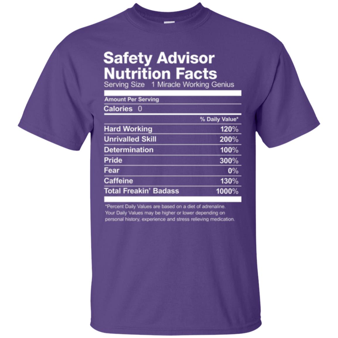 Safety Advisor Nutrition Facts Funny T-shirt Purple