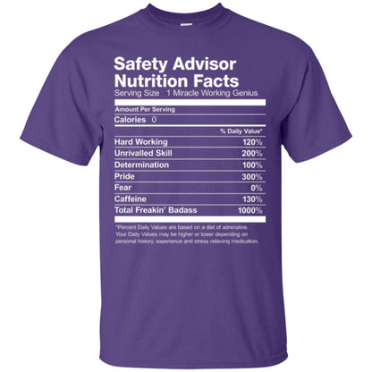 Safety Advisor Nutrition Facts Funny T-shirt Purple