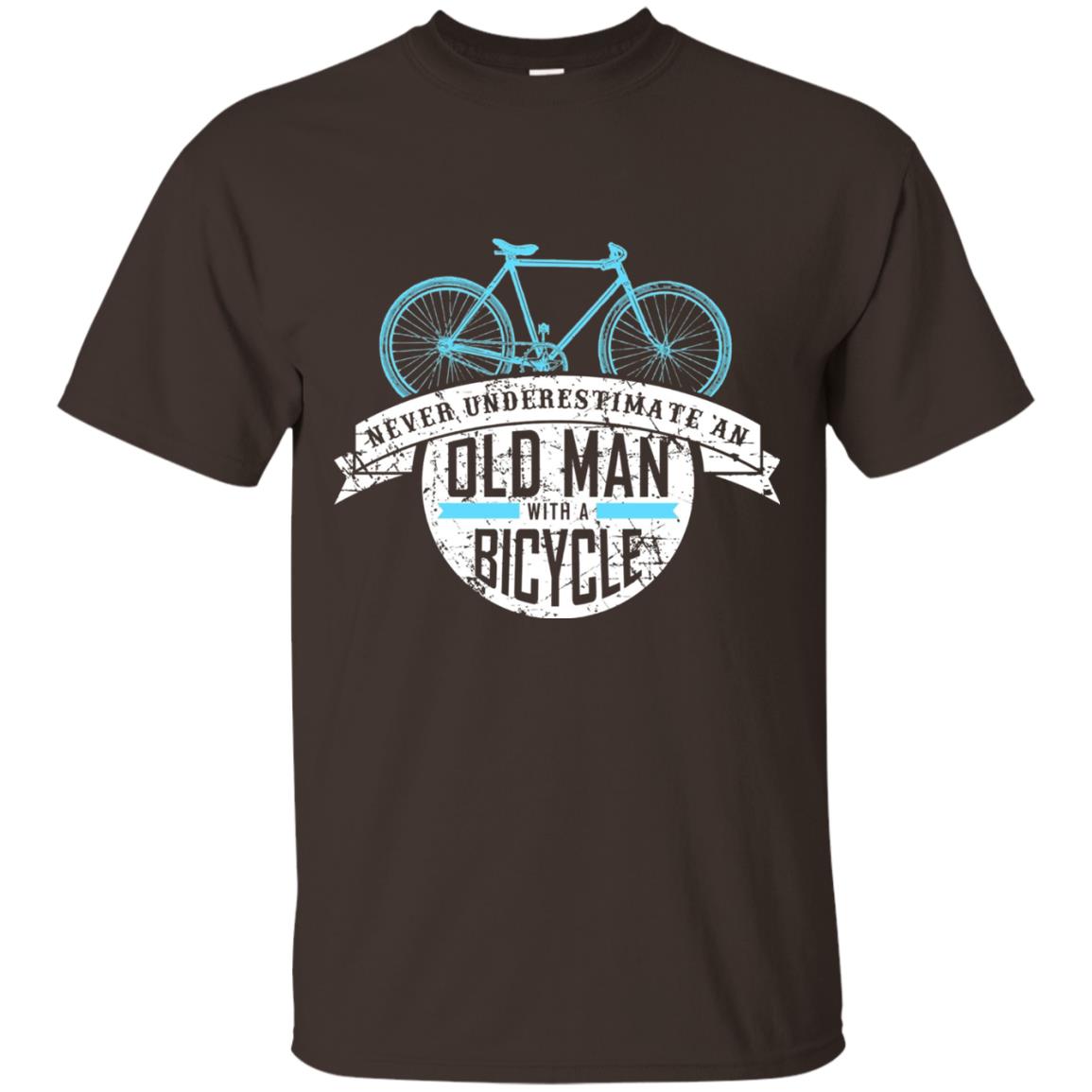 Mens Never Underestimate An Old Man With A Bicycle T-shirt Dark Chocolate