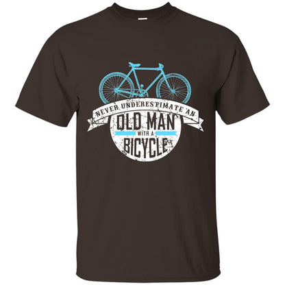 Mens Never Underestimate An Old Man With A Bicycle T-shirt Dark Chocolate