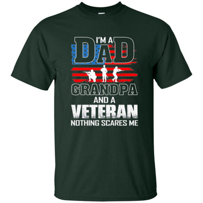 Veteran T-shirt I Am A Dad Grandpa And A Veteran Forest Green