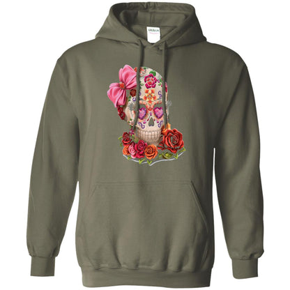 Cinco De Mayo Skull Women Flower Shirt Military Green