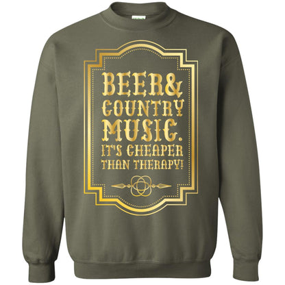 Beer Country Music Its Cheaper Than Therapy Beer Lover Shirt Military Green