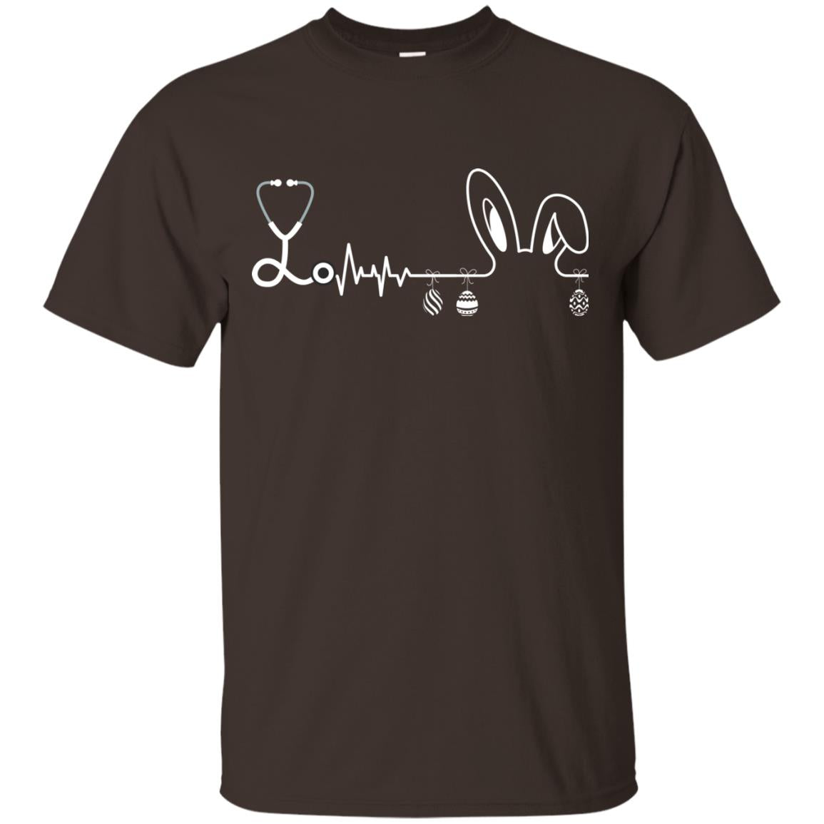 Easter Bunny Nurse Heartbeat T-shirt For Nursing Lover Dark Chocolate