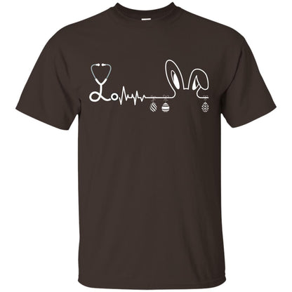 Easter Bunny Nurse Heartbeat T-shirt For Nursing Lover Dark Chocolate