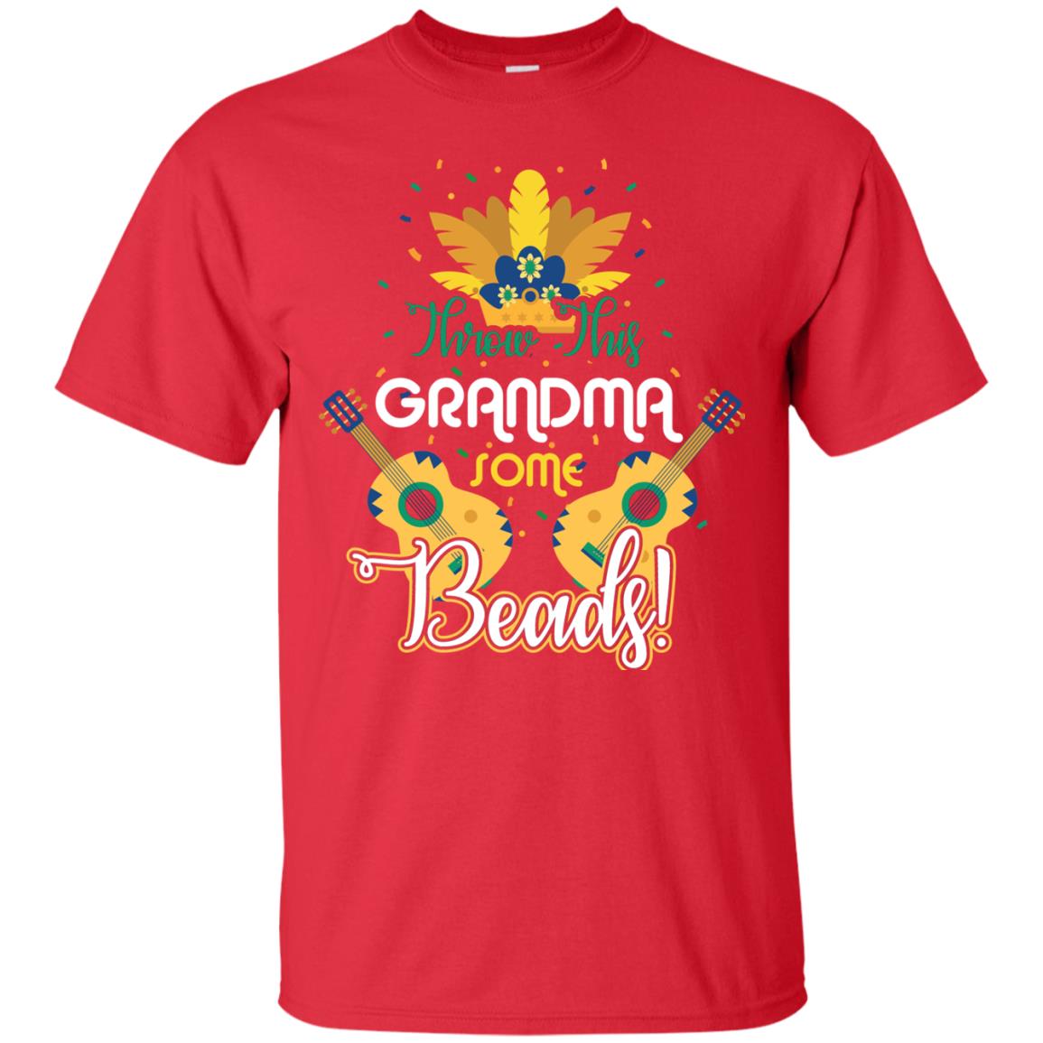 Mardi Gras T-shirt Throw This Grandma Some Beads Red