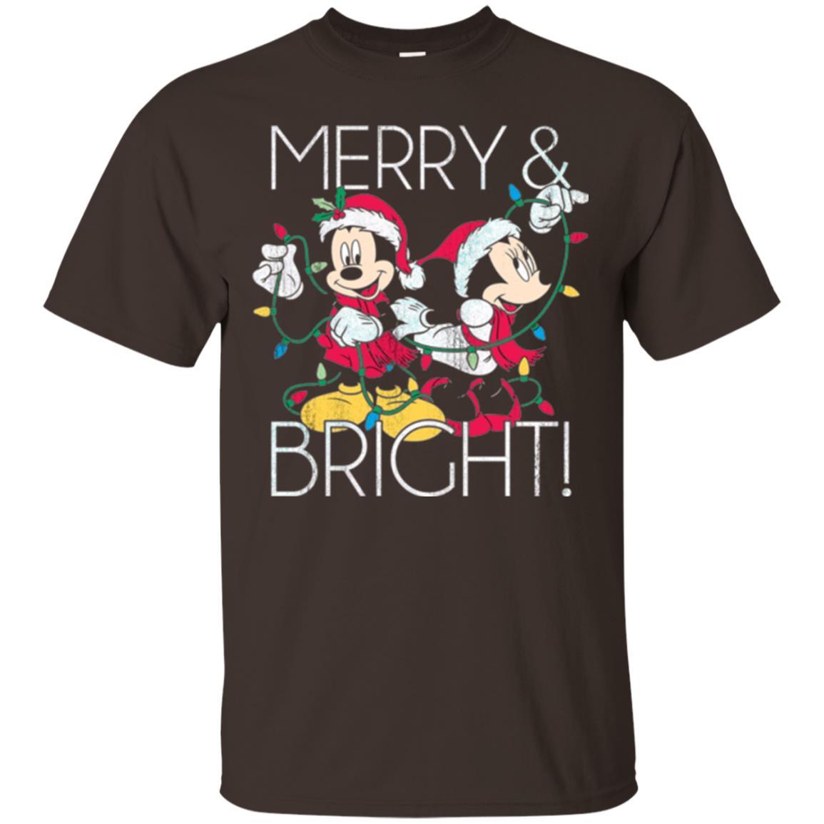 Disney Mickey Mouse T-shirt Merry And Bright Christmas Dark Chocolate