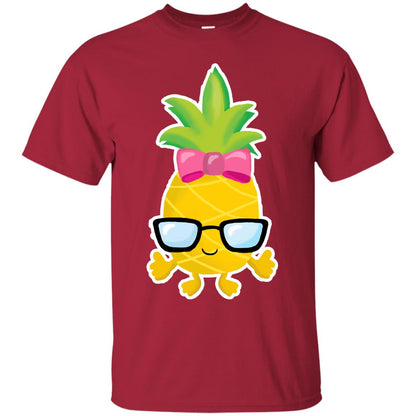 Funny Pineapple With Glasses For Girls Womens Shirt Cardinal