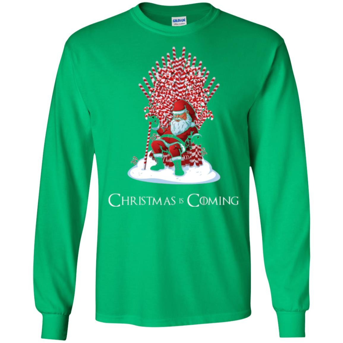 Funny Christmas T-shirt Santa Candy Cane Throne Irish Green