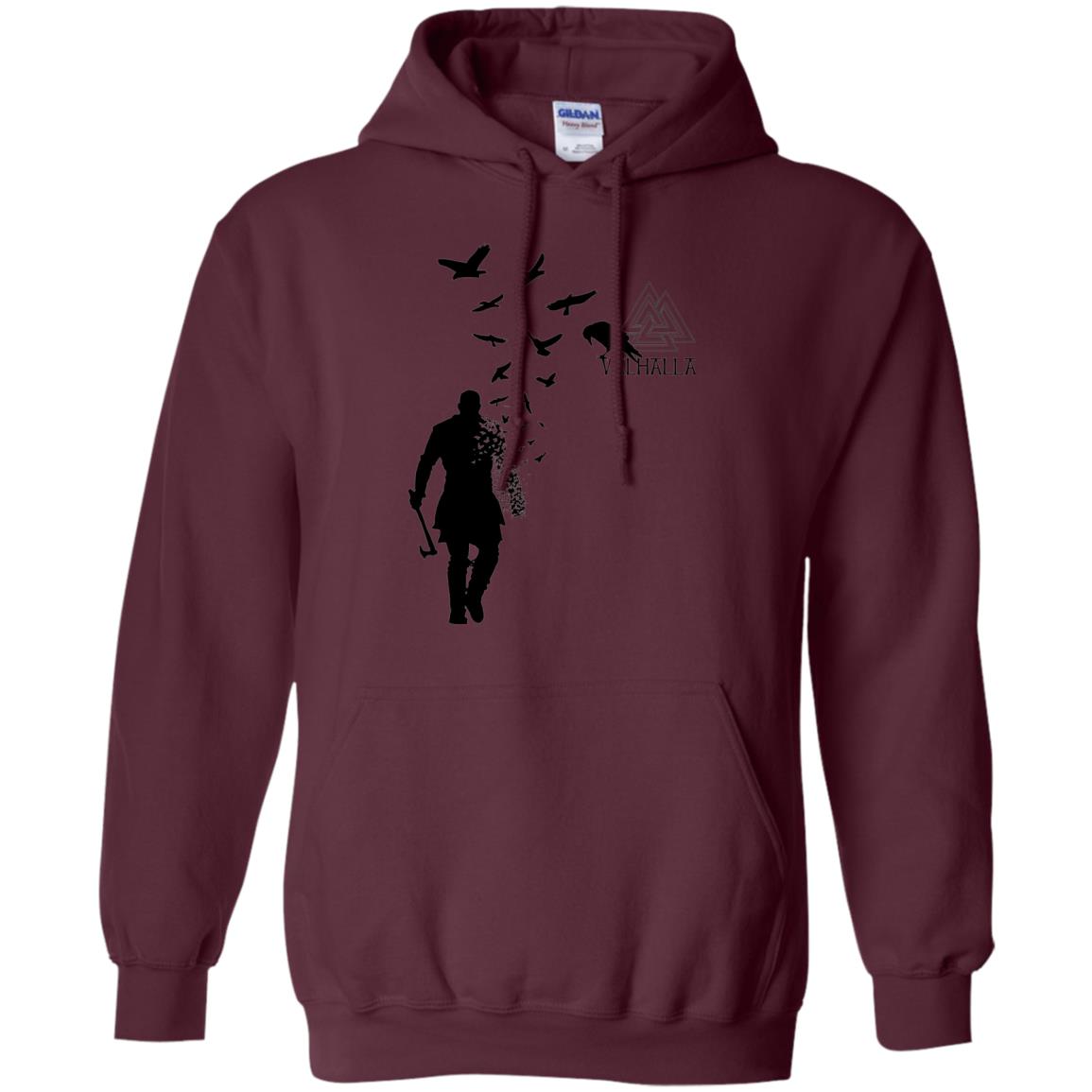 Vikings Axe Ragnar Lothbrok Flock Of Ravens Valhalla Symbol T-shirt Maroon