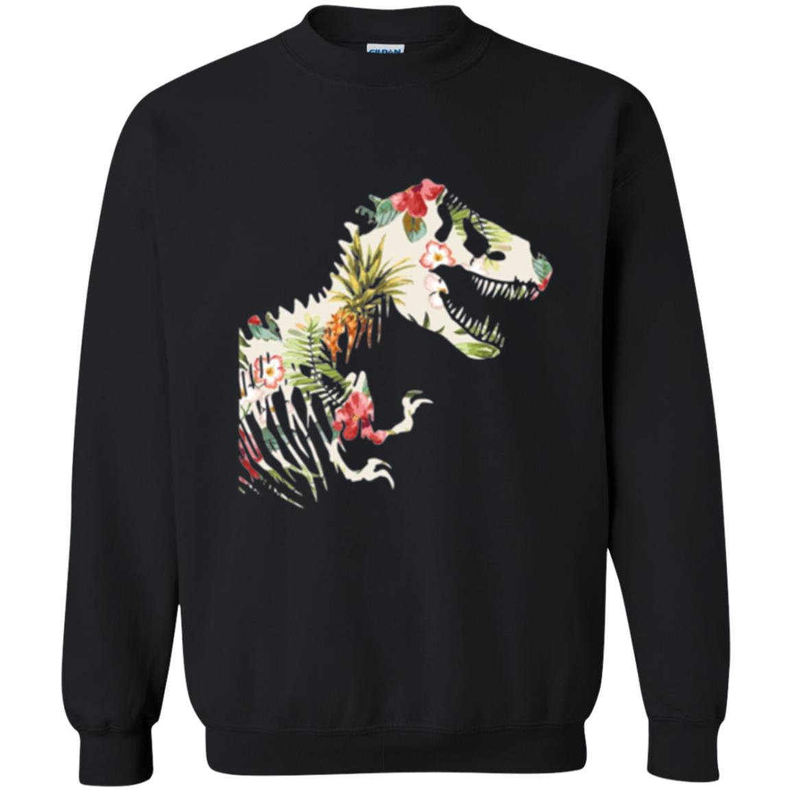 Dinosaur T-shirt Floral Tropical Hawaiian Pattern T Rex Black