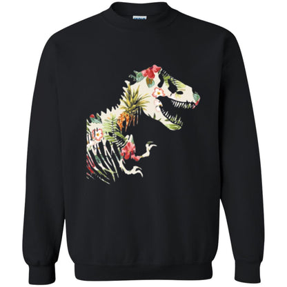 Dinosaur T-shirt Floral Tropical Hawaiian Pattern T Rex Black