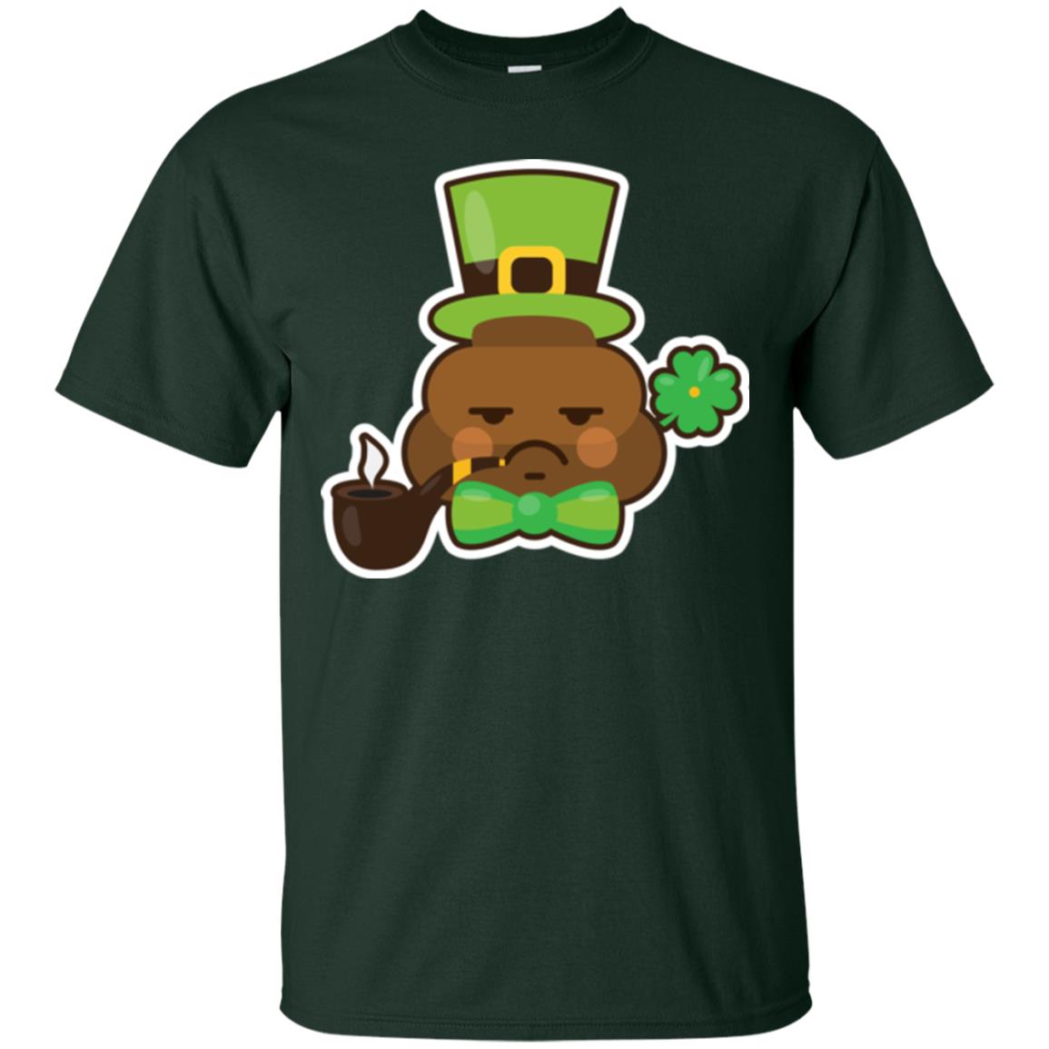 Saint Partick_s Day T-shirt Leprechaun Poop Emoji With Patrick Hat Forest Green