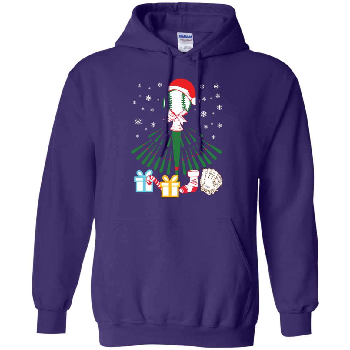 Baseball Christmas T-Shirt Purple