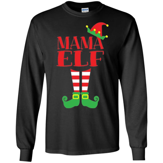Family Christmas T-shirt Mama Elf T-shirt Black
