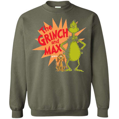 Cartoon T-shirt Dr. Seuss Grinch And Max Burst Military Green