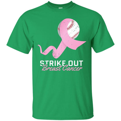 Strike Out Breast Cancer T-shirt Pink Ribbon And Baseball Irish Green