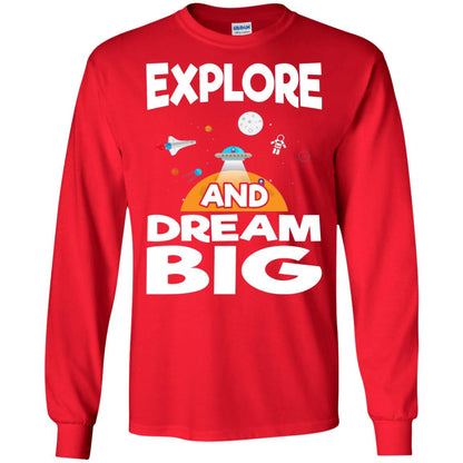 Explore And Dream Big Space Universe Planet Shirt Red
