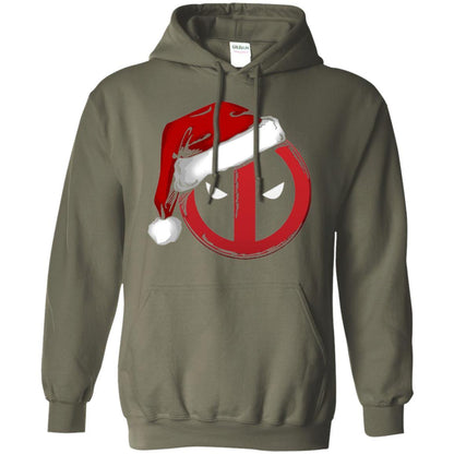 Christmas T-shirt Marvel Deadpool Icon Santa Hat Christmas Graphic Military Green