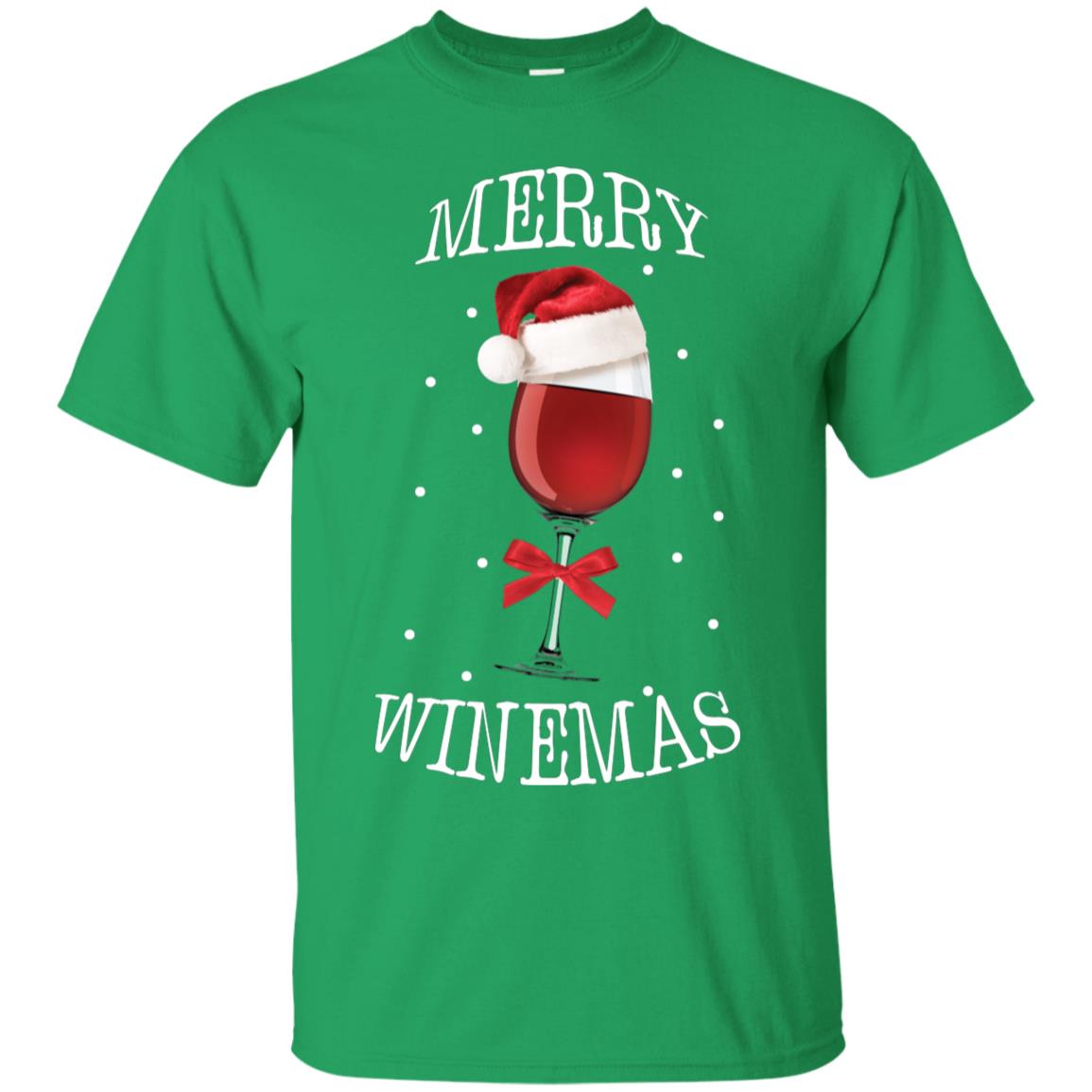 Merry Wine-mas X-mas Wine Drinking Lovers Gift Shirt Irish Green