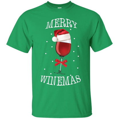 Merry Wine-mas X-mas Wine Drinking Lovers Gift Shirt Irish Green