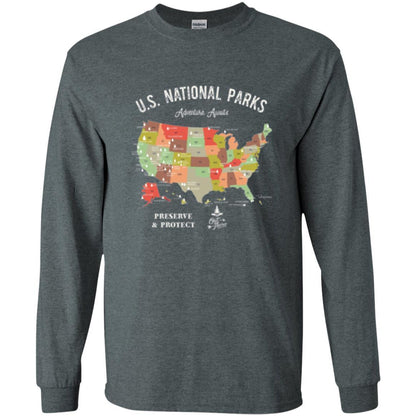 Hiking Camping T-shirt National Park Map Vintage T-shirt Dark Heather