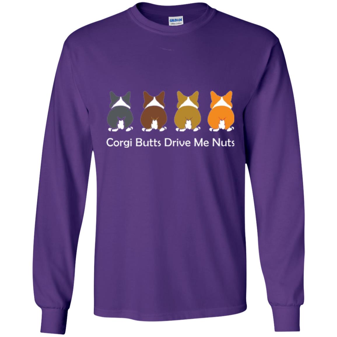 Dog Lover T-shirt Corgi Butts Drive Me Nuts Purple