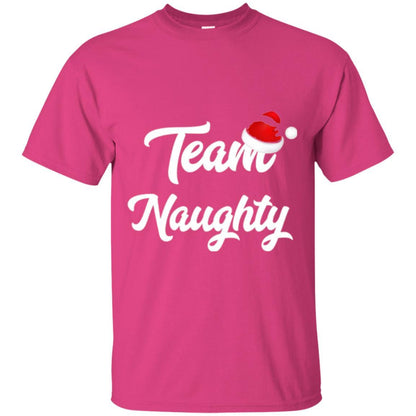 Christmas T-shirt Team Naughty Nice Santa Hat T-shirt Heliconia