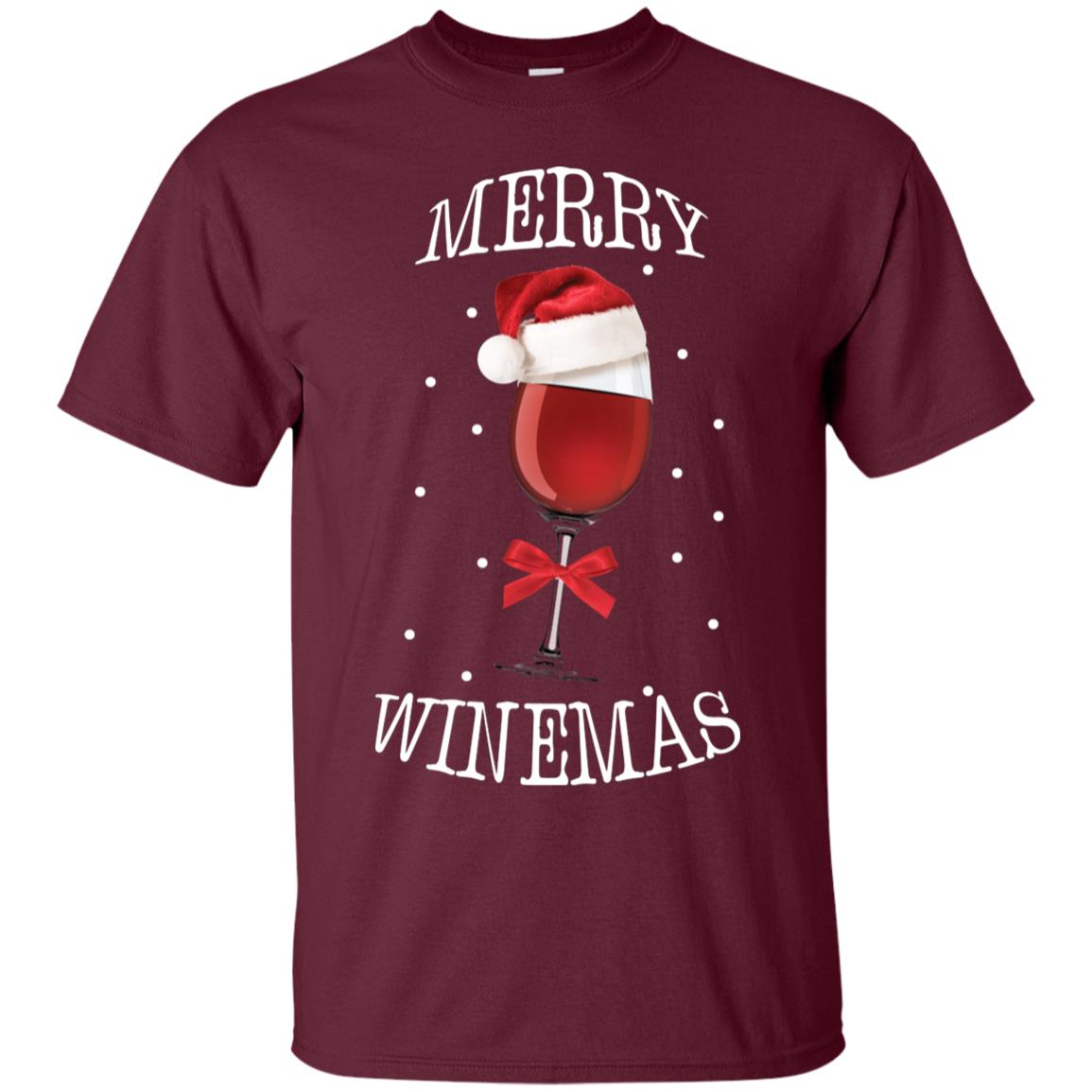 Merry Wine-mas X-mas Wine Drinking Lovers Gift Shirt Maroon
