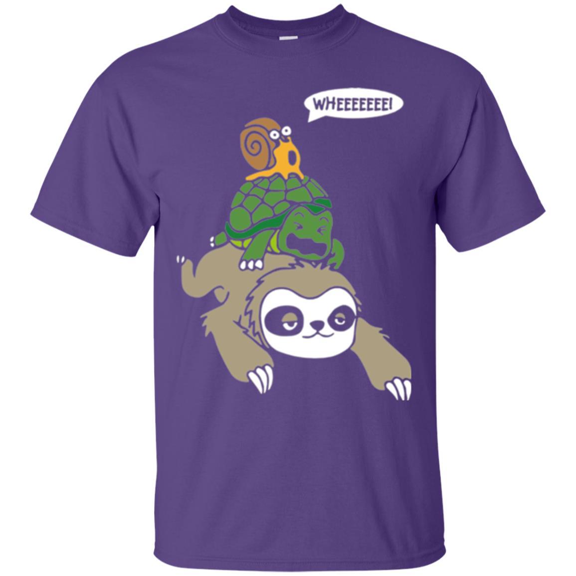 Running Wild T-shirt Sloth Turtle And Snail Piggyback Purple