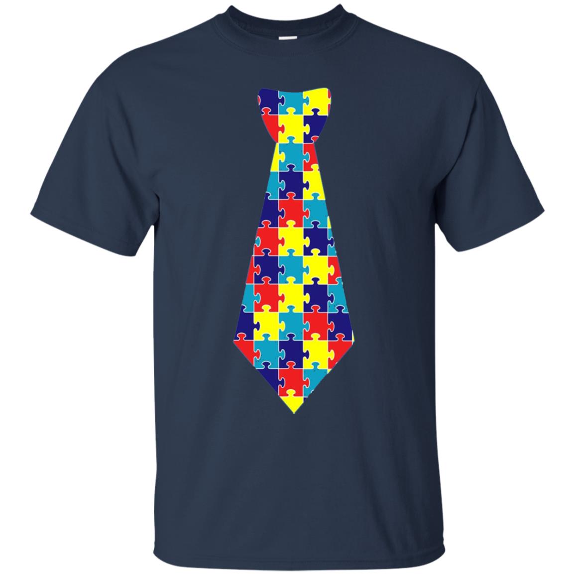 Autism Awareness T-shirt Puzzle Neck Tie 2018 Navy