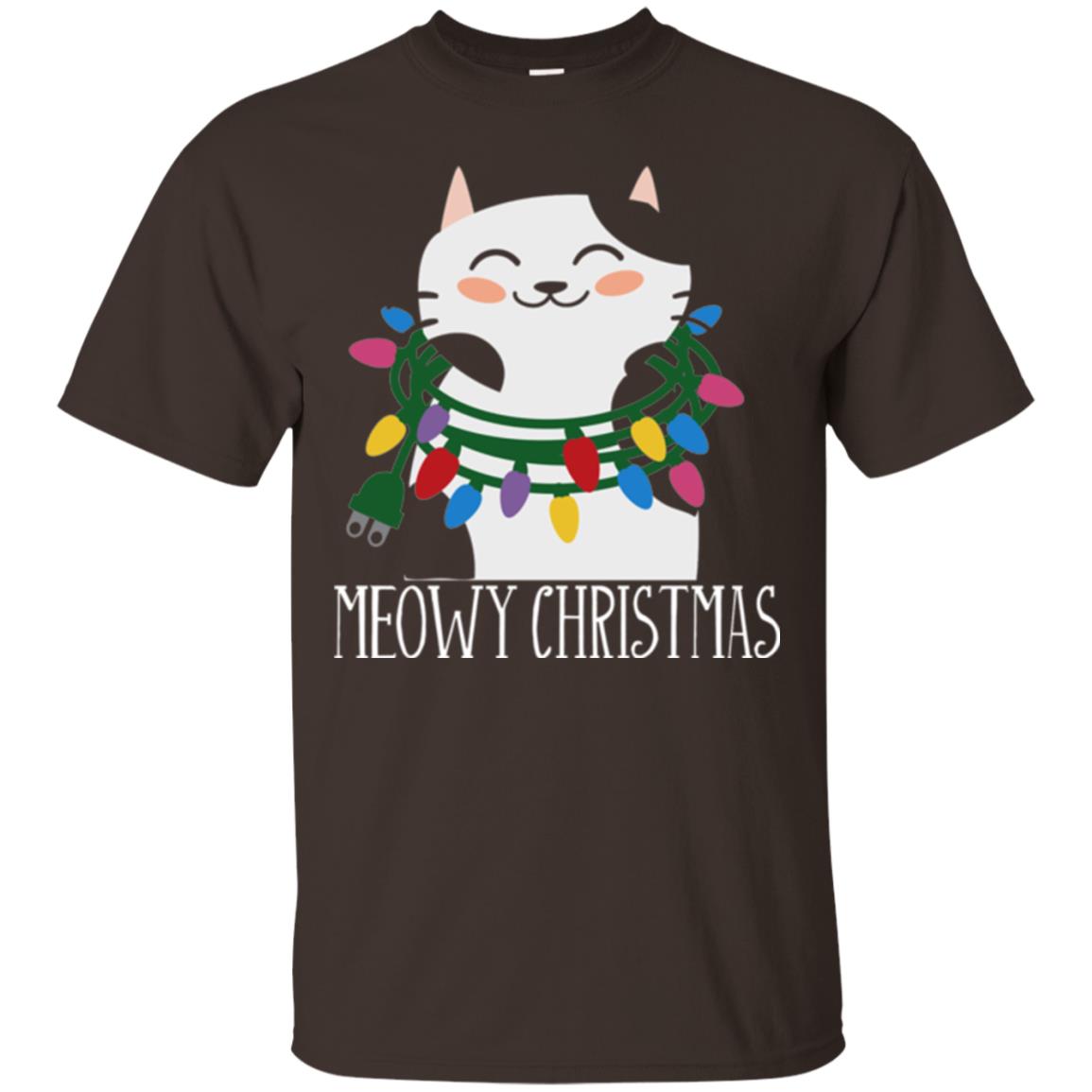 Meowy Christmas Holiday T-shirt Dark Chocolate