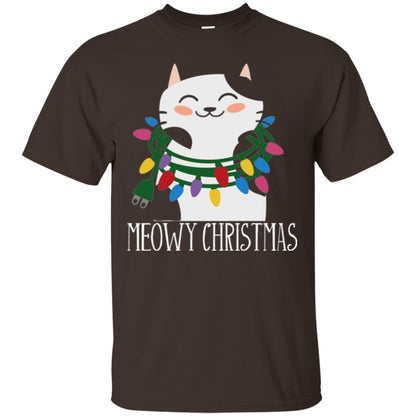 Meowy Christmas Holiday T-shirt Dark Chocolate