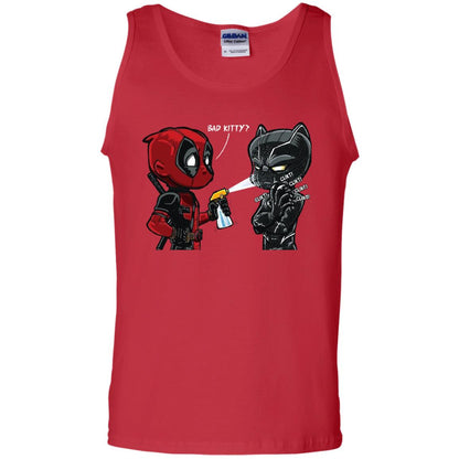 Deadpool Black Panther Bad Kitty Film Lover T-shirt Red