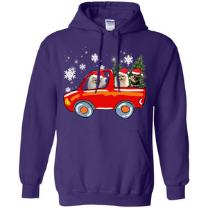 Pomeranians Dogs On Car Merry Christmas Gift ShirtG185 Gildan Pullover Hoodie 8 oz.